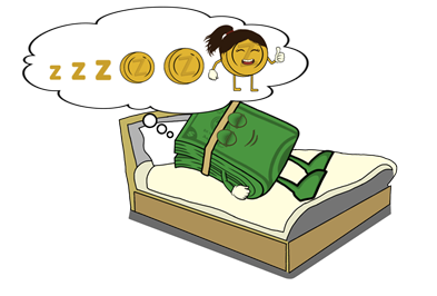 The Greenback sleeping while Zie works